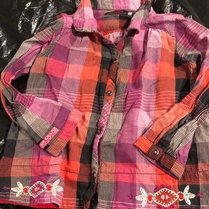 Catimini button down /snaps plaid shirt size 3
